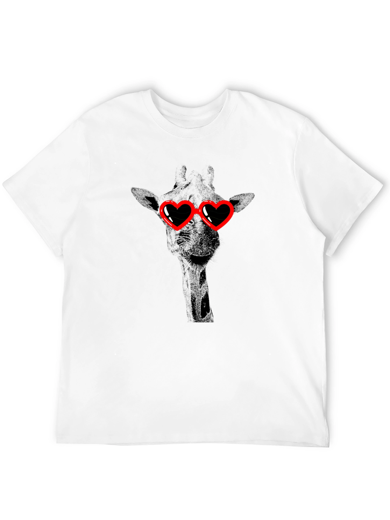 Giraffe Heart Sunglasses Black T-Shirt