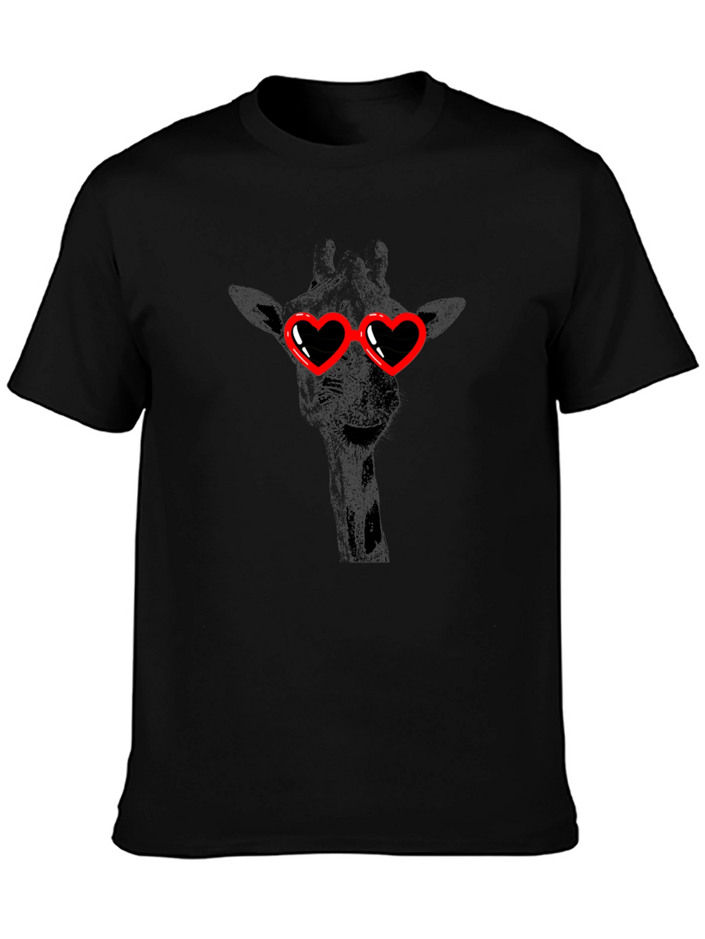 Giraffe Heart Sunglasses Black T-Shirt