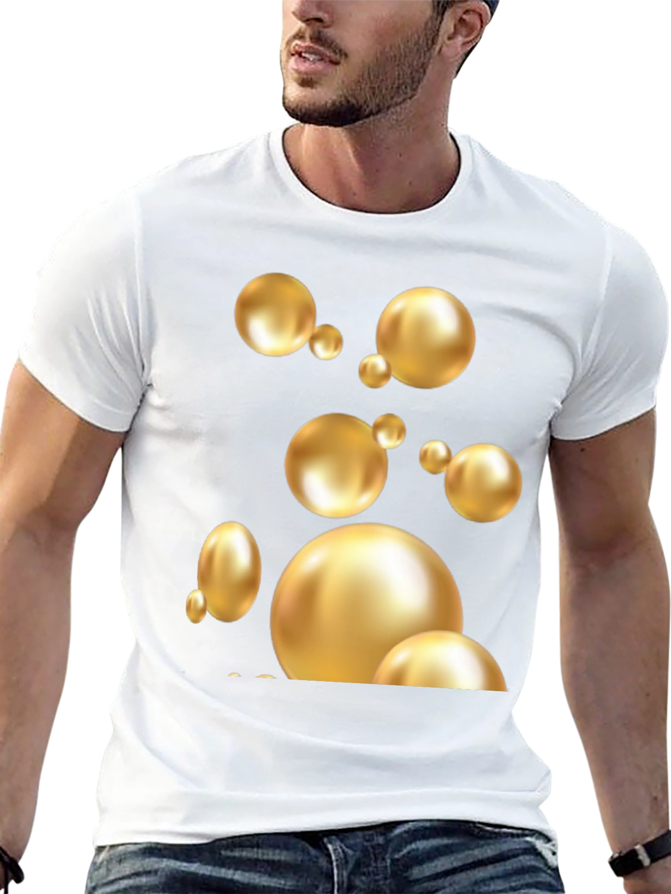 Golden Spheres Graphic Black T-Shirt