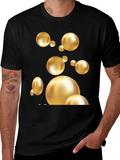 Golden Spheres Graphic Black T-Shirt
