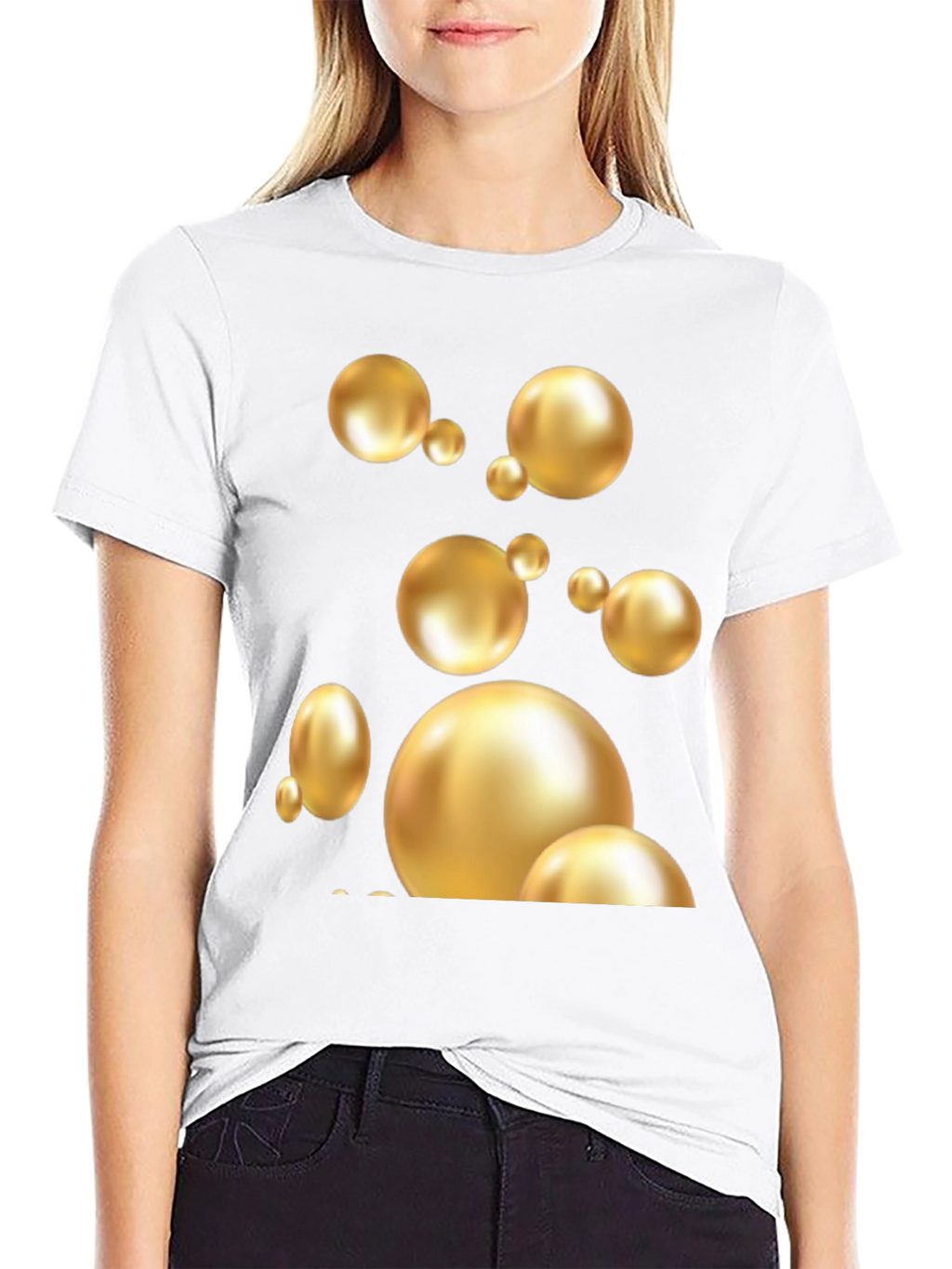 Golden Spheres Graphic Black T-Shirt