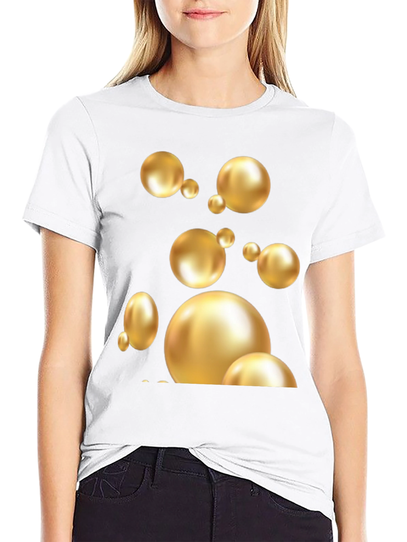 Golden Spheres Graphic Black T-Shirt