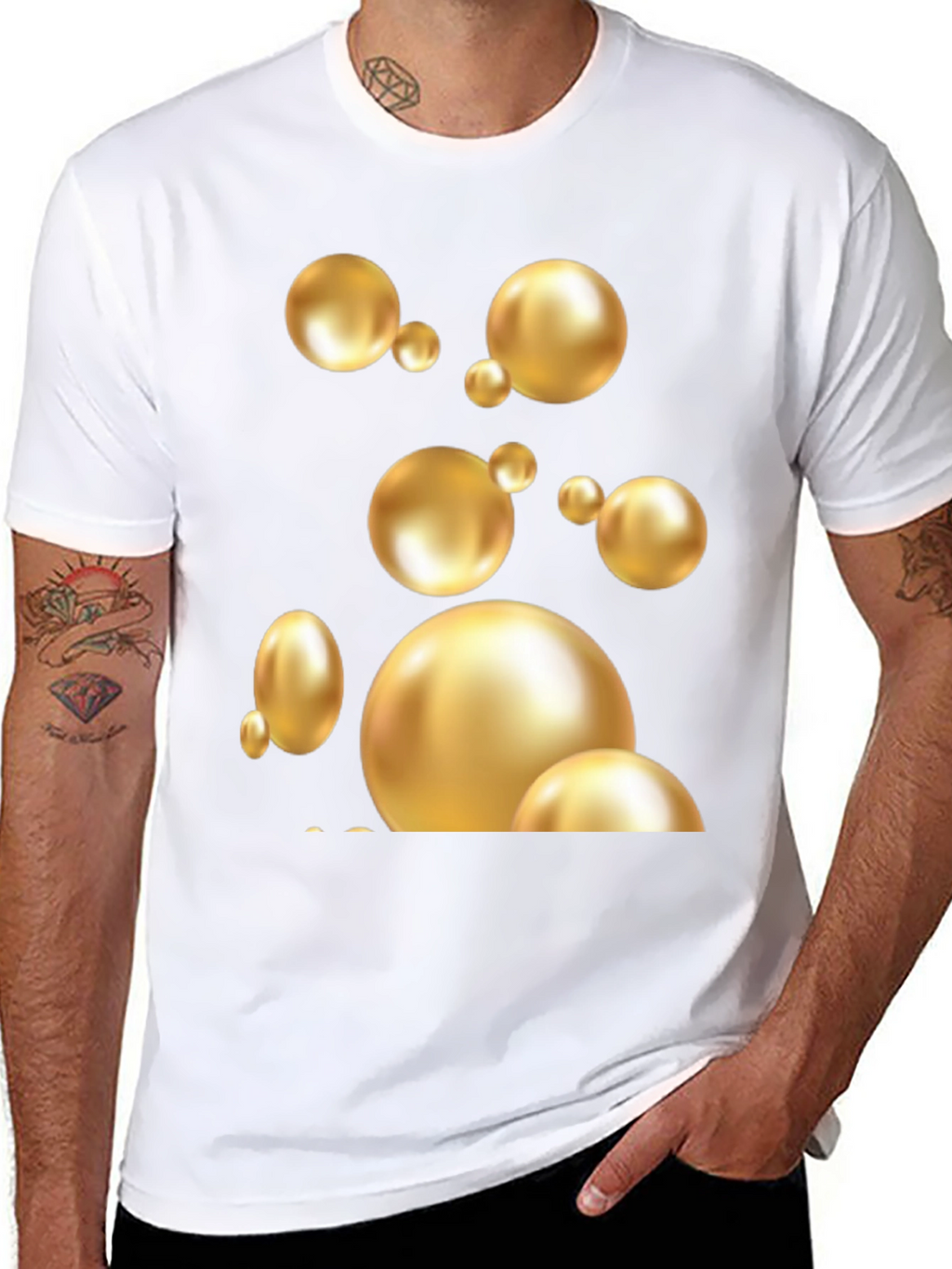 Golden Spheres Graphic Black T-Shirt