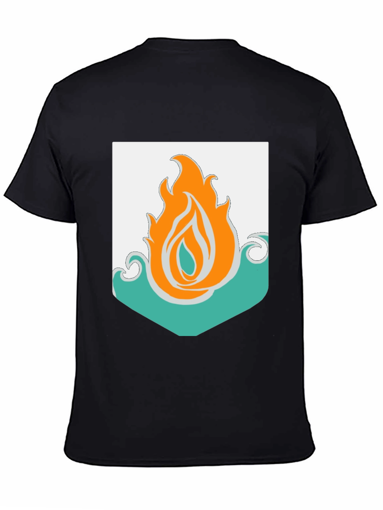 Fire and Water Graphic Tee - Black Cotton Blend T-Shirt