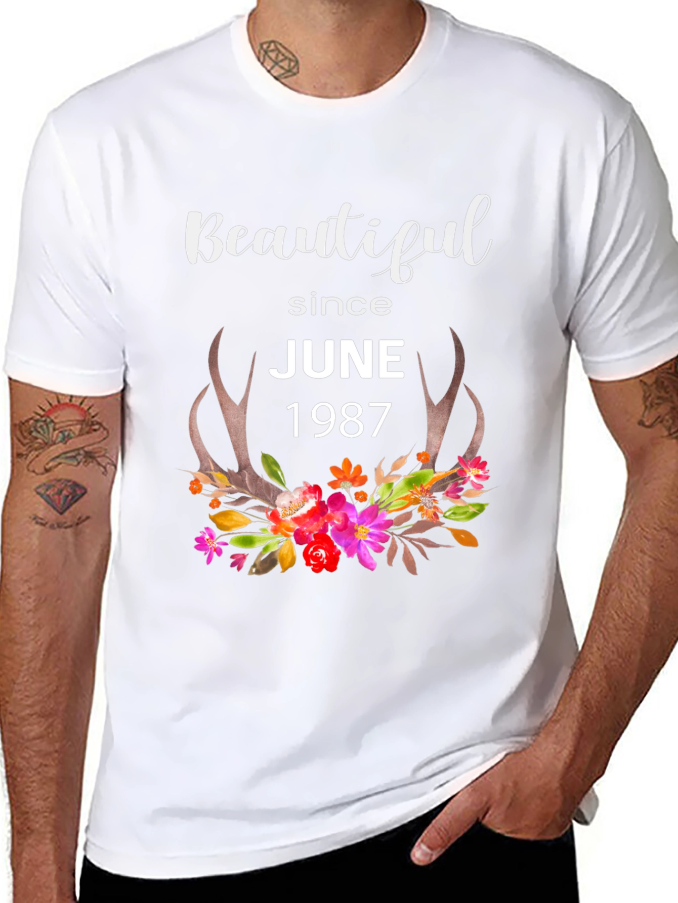 Beautiful Since June 1987 Floral T-Shirt