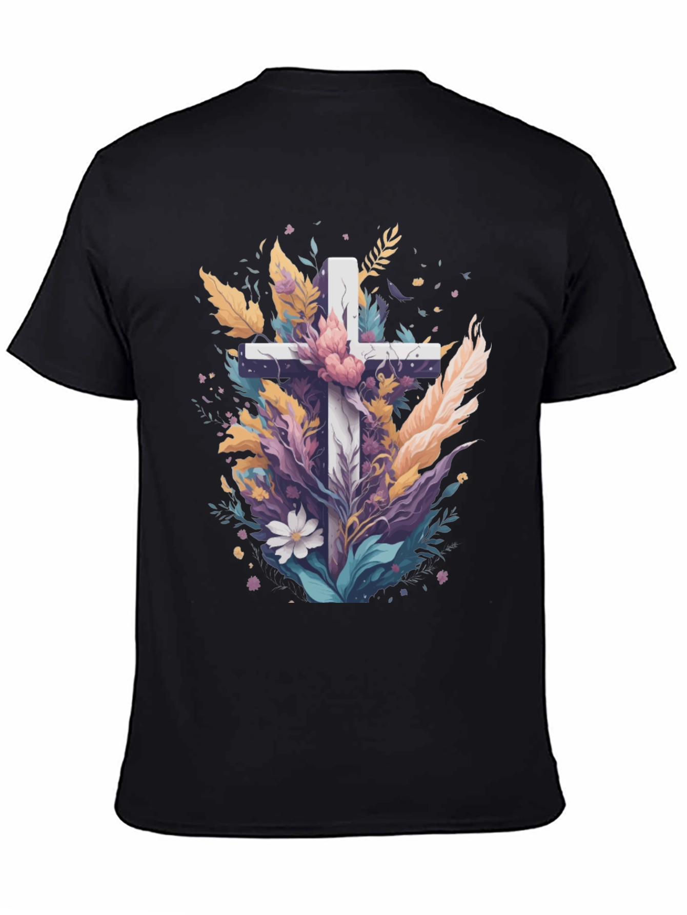 Floral Cross Graphic Tee - Christian Apparel