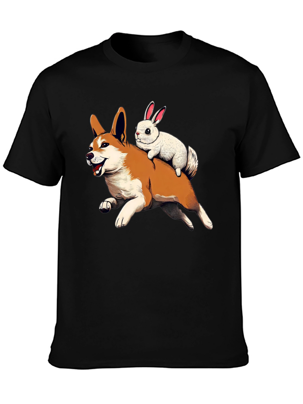 Dog and Bunny Cartoon T-Shirt