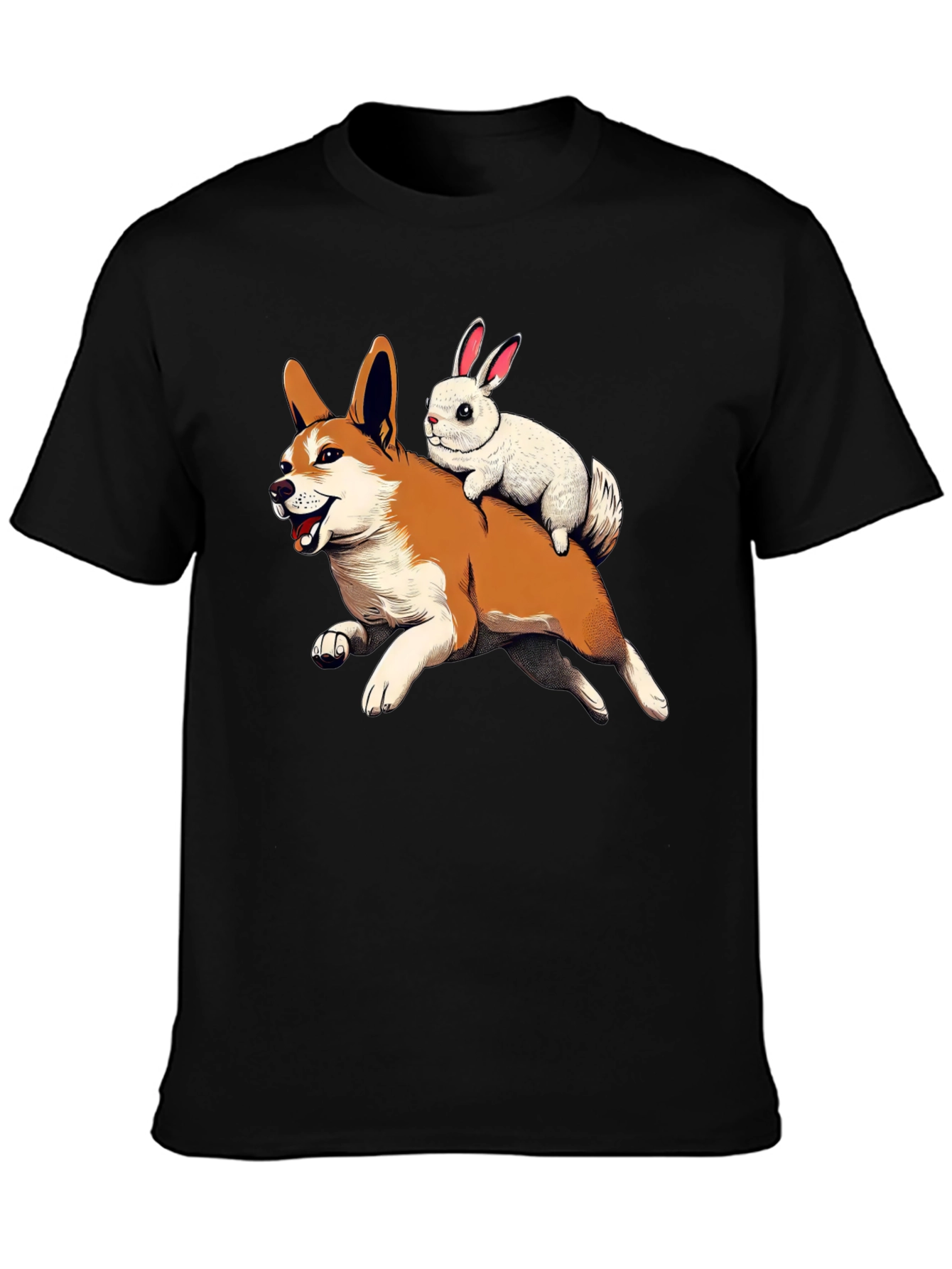 Dog and Bunny Cartoon T-Shirt