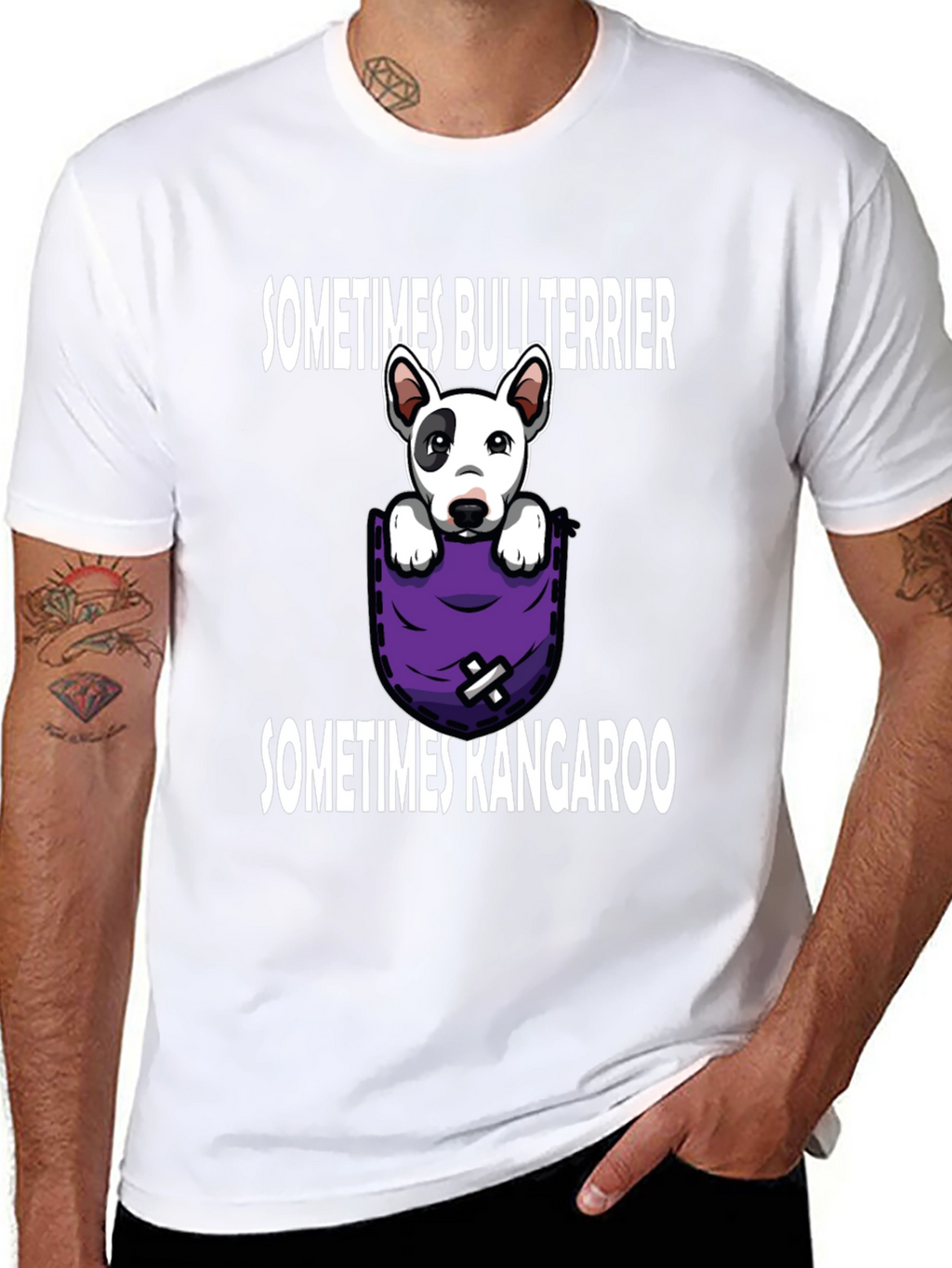 Bull Terrier Kangaroo Pocket Graphic Tee