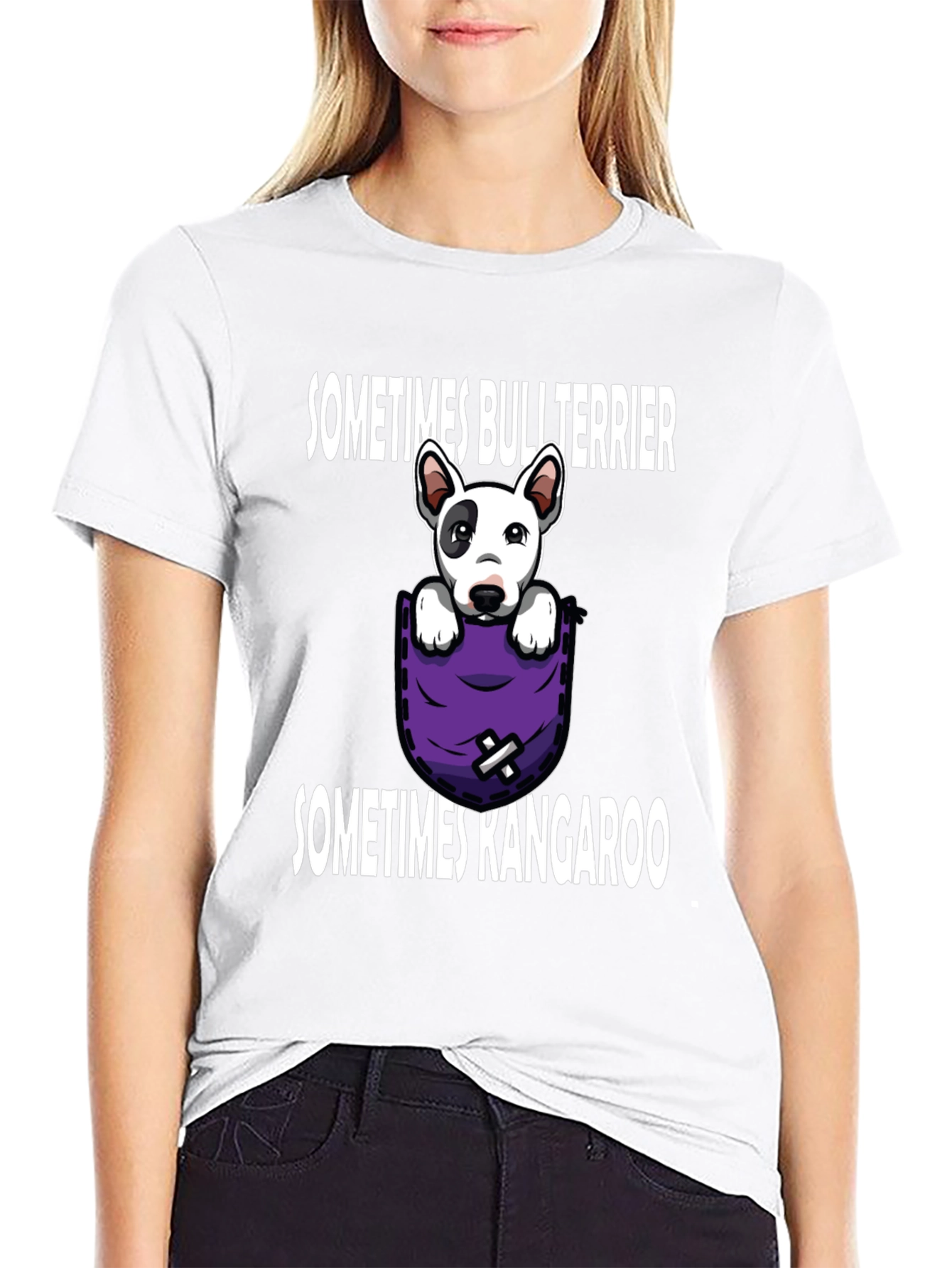 Bull Terrier Kangaroo Pocket Graphic Tee