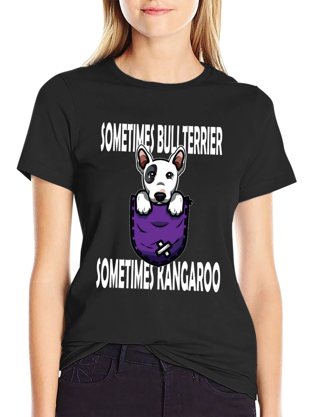 Bull Terrier Kangaroo Pocket Graphic Tee