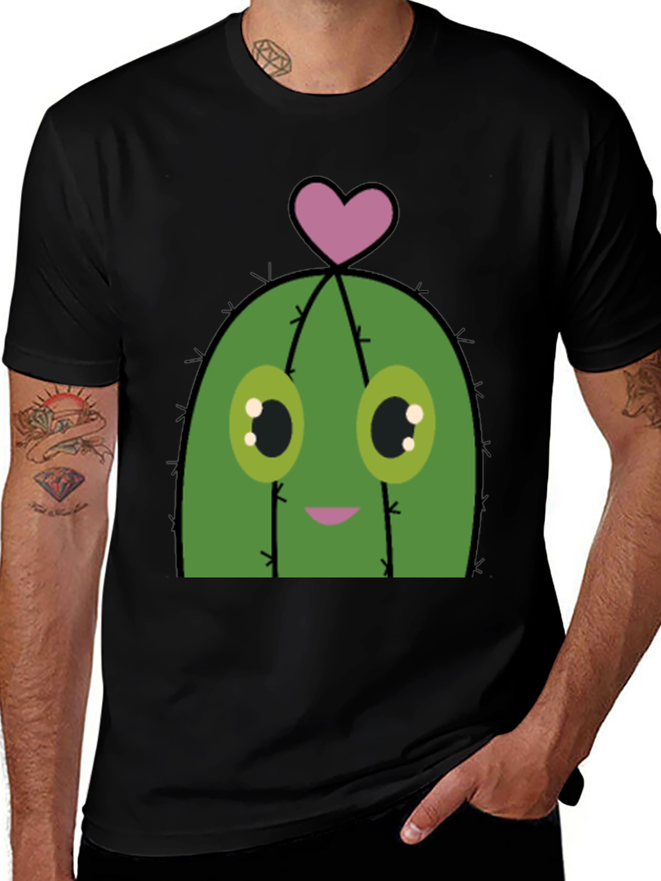 Cactus Love Graphic T-Shirt - Black Cotton Tee