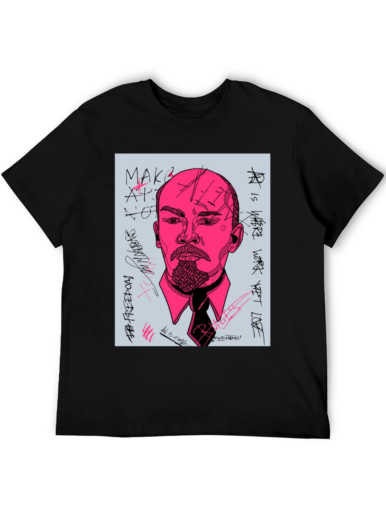 Abstract Lenin Graphic Tee - Mens Black T-Shirt