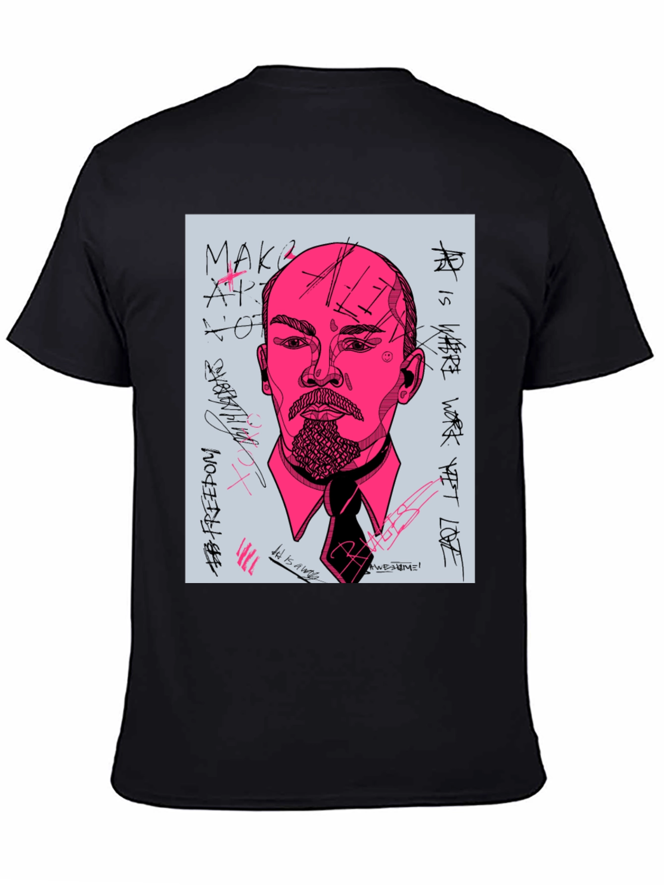 Abstract Lenin Graphic Tee - Mens Black T-Shirt