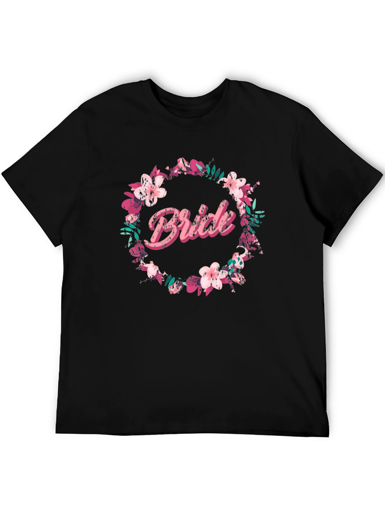 Bride Floral Wreath Graphic Tee - Black