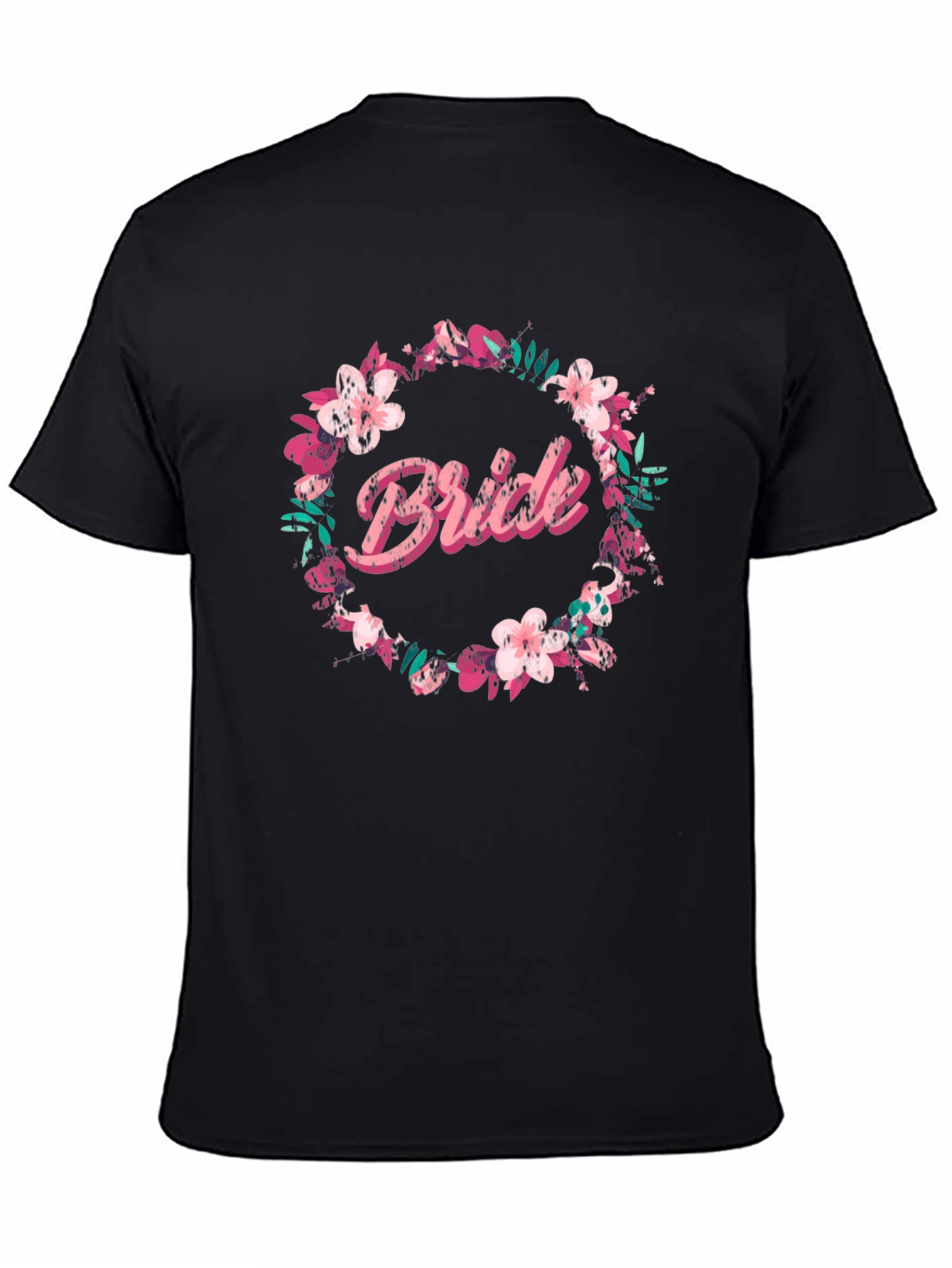 Bride Floral Wreath Graphic Tee - Black