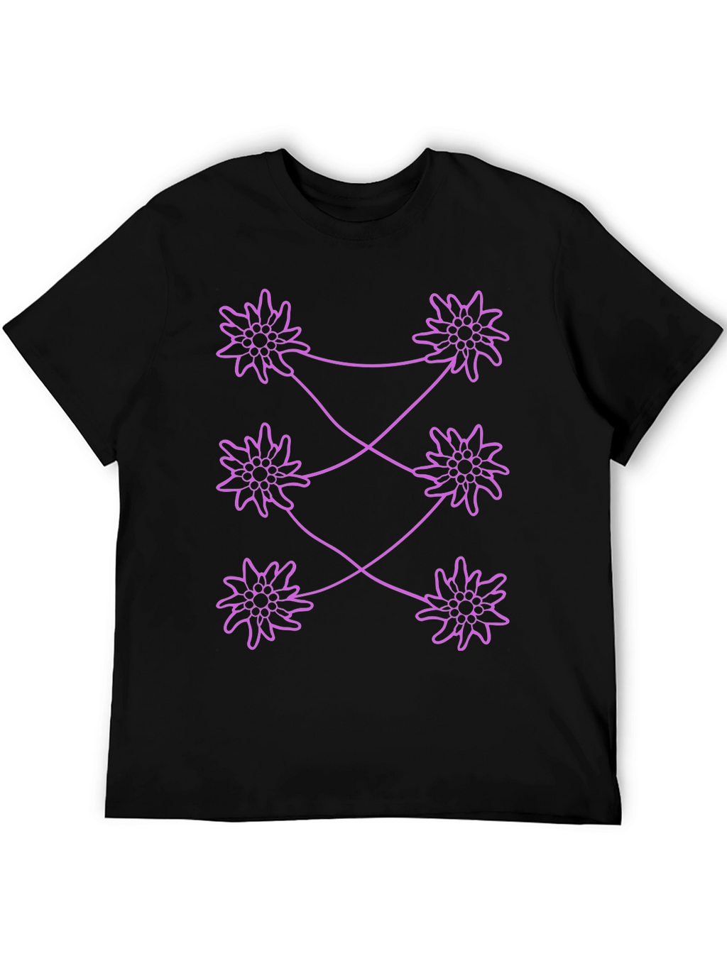 Edelweiss Pattern Black T-Shirt