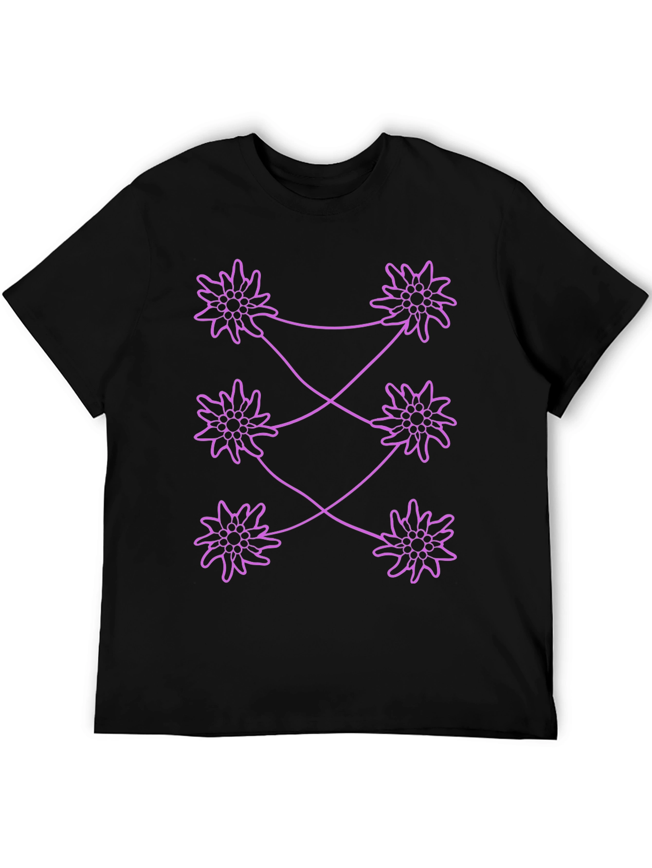 Edelweiss Pattern Black T-Shirt