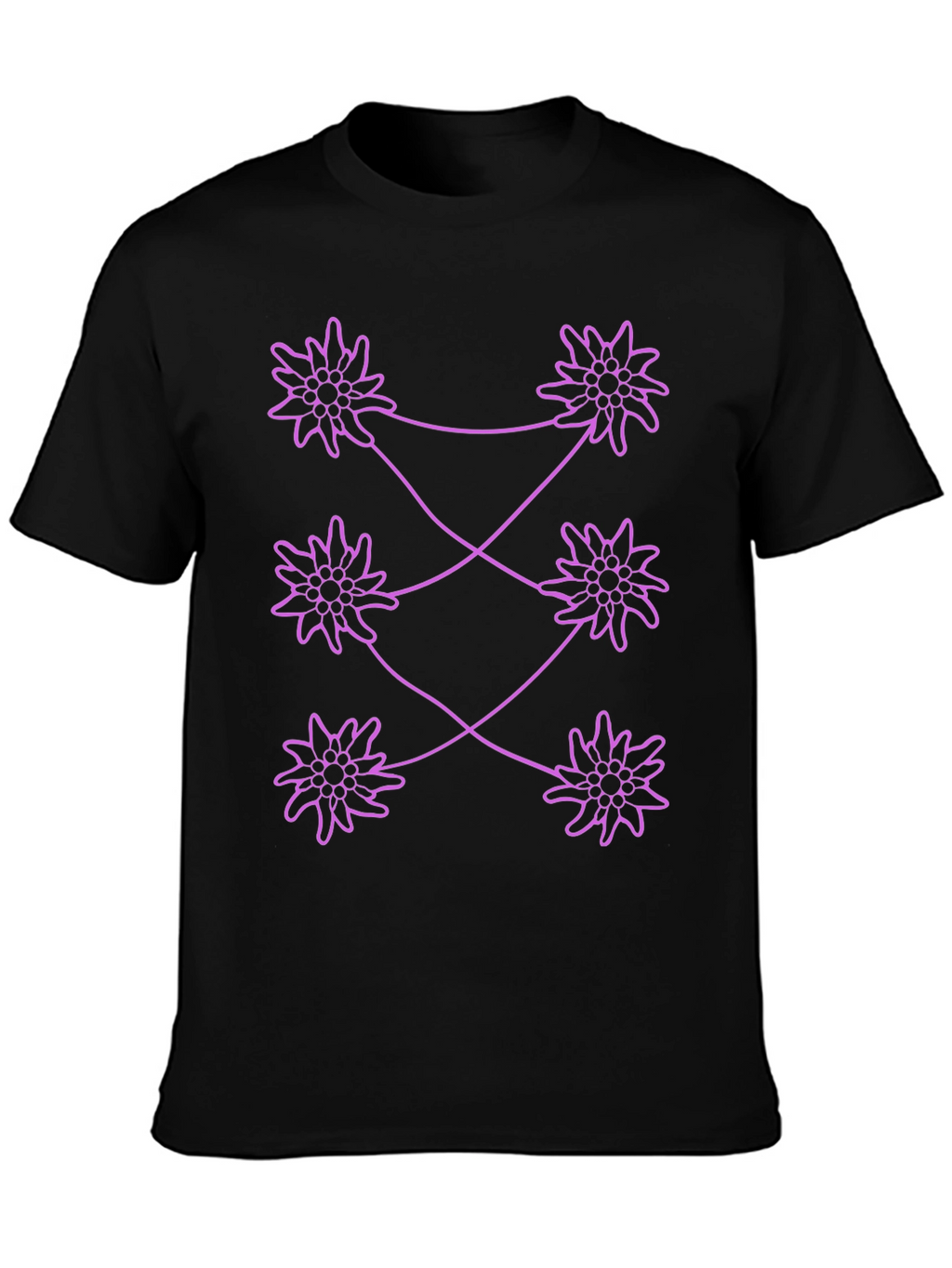Edelweiss Pattern Black T-Shirt
