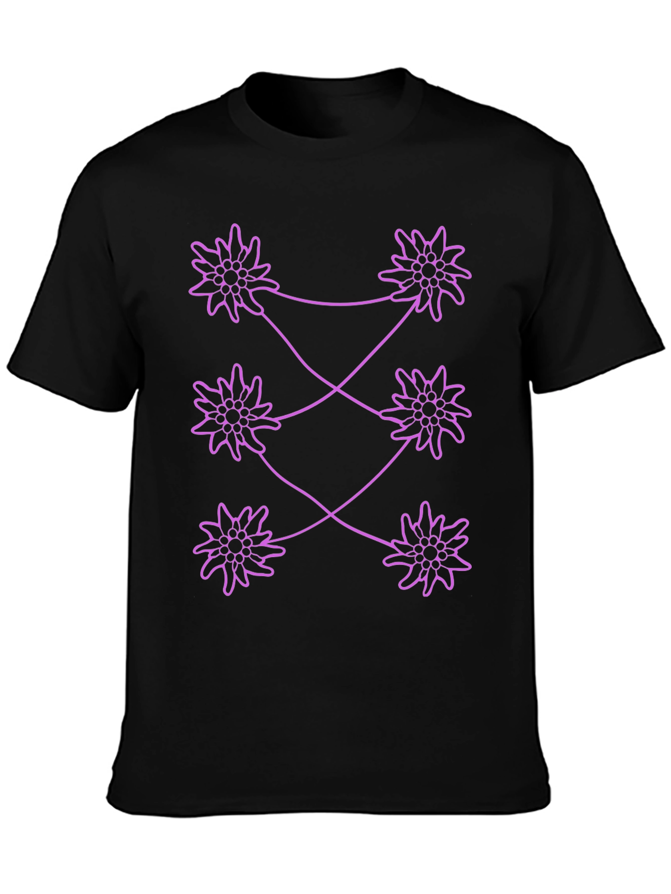 Edelweiss Pattern Black T-Shirt