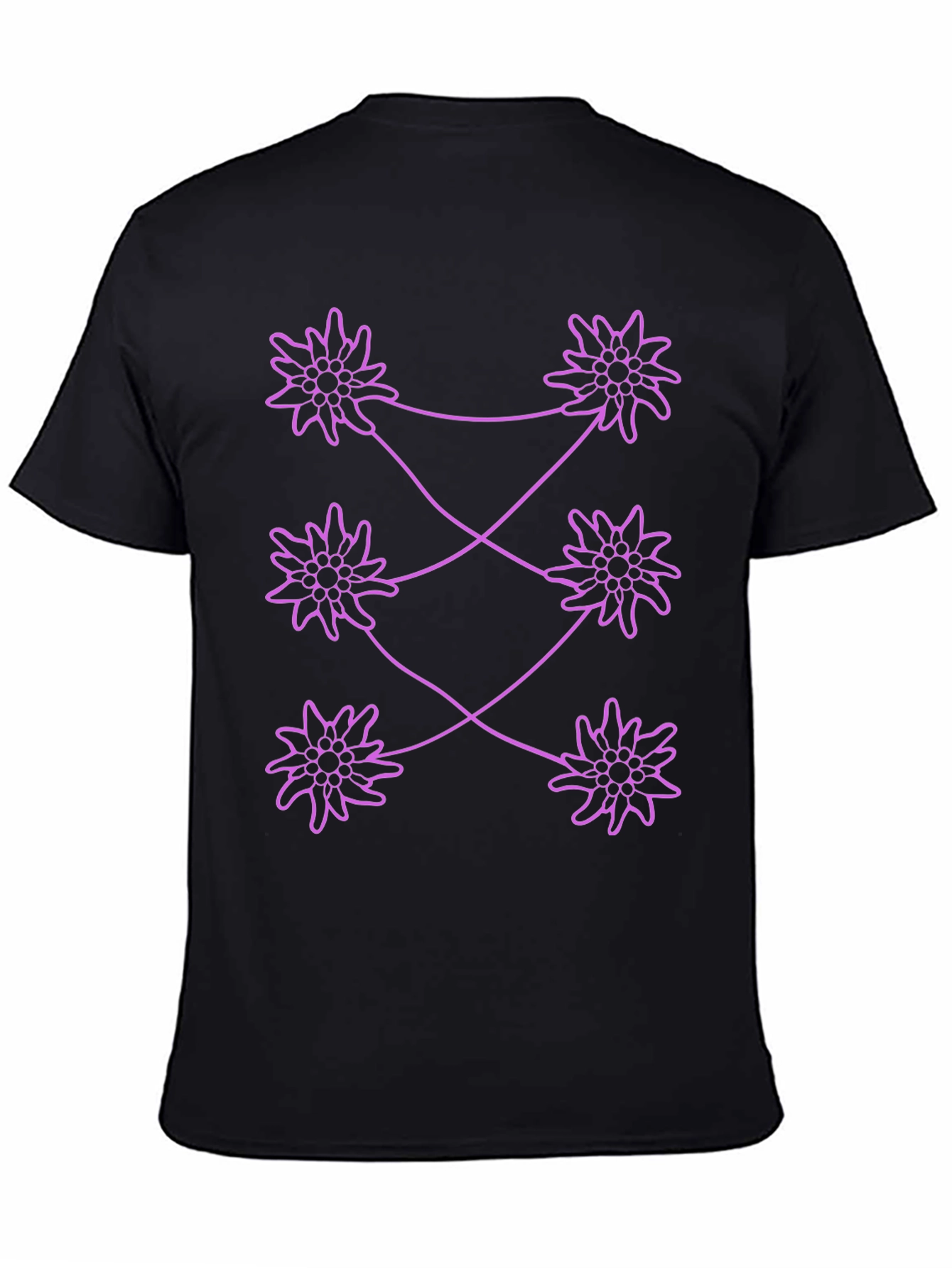 Edelweiss Pattern Black T-Shirt