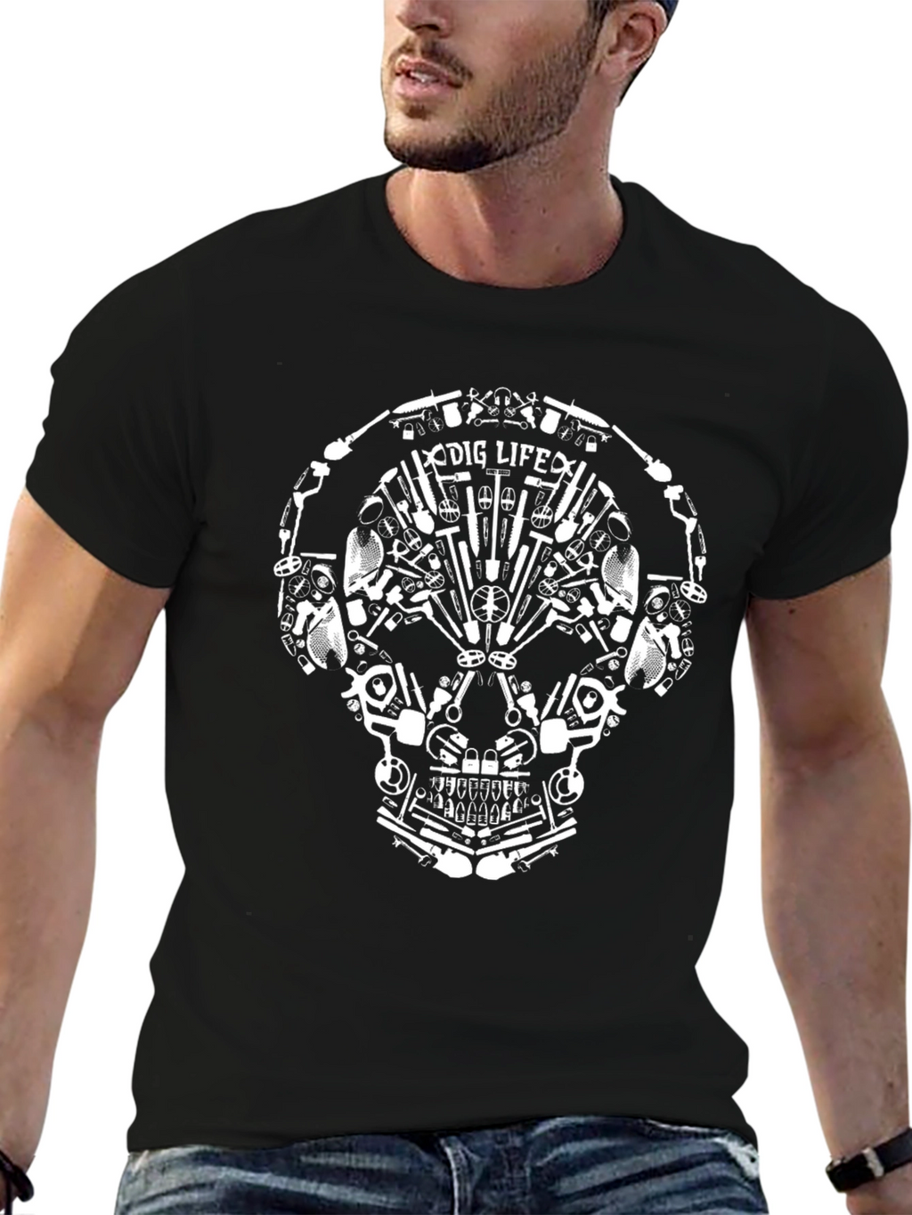 Dig Life Skull Graphic Black T-Shirt