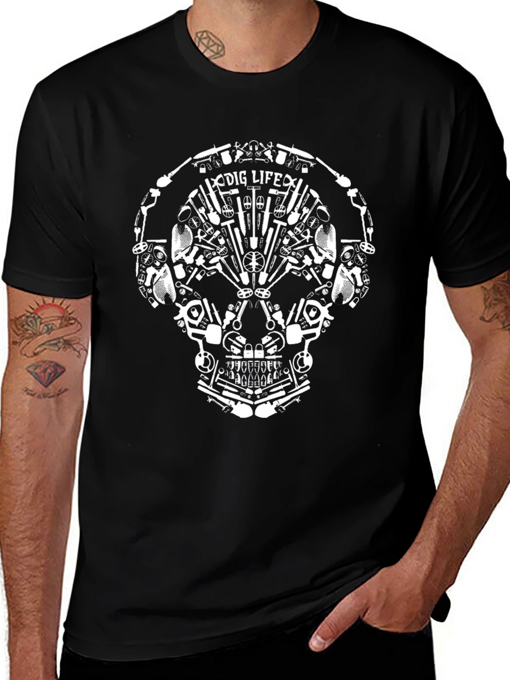 Dig Life Skull Graphic Black T-Shirt