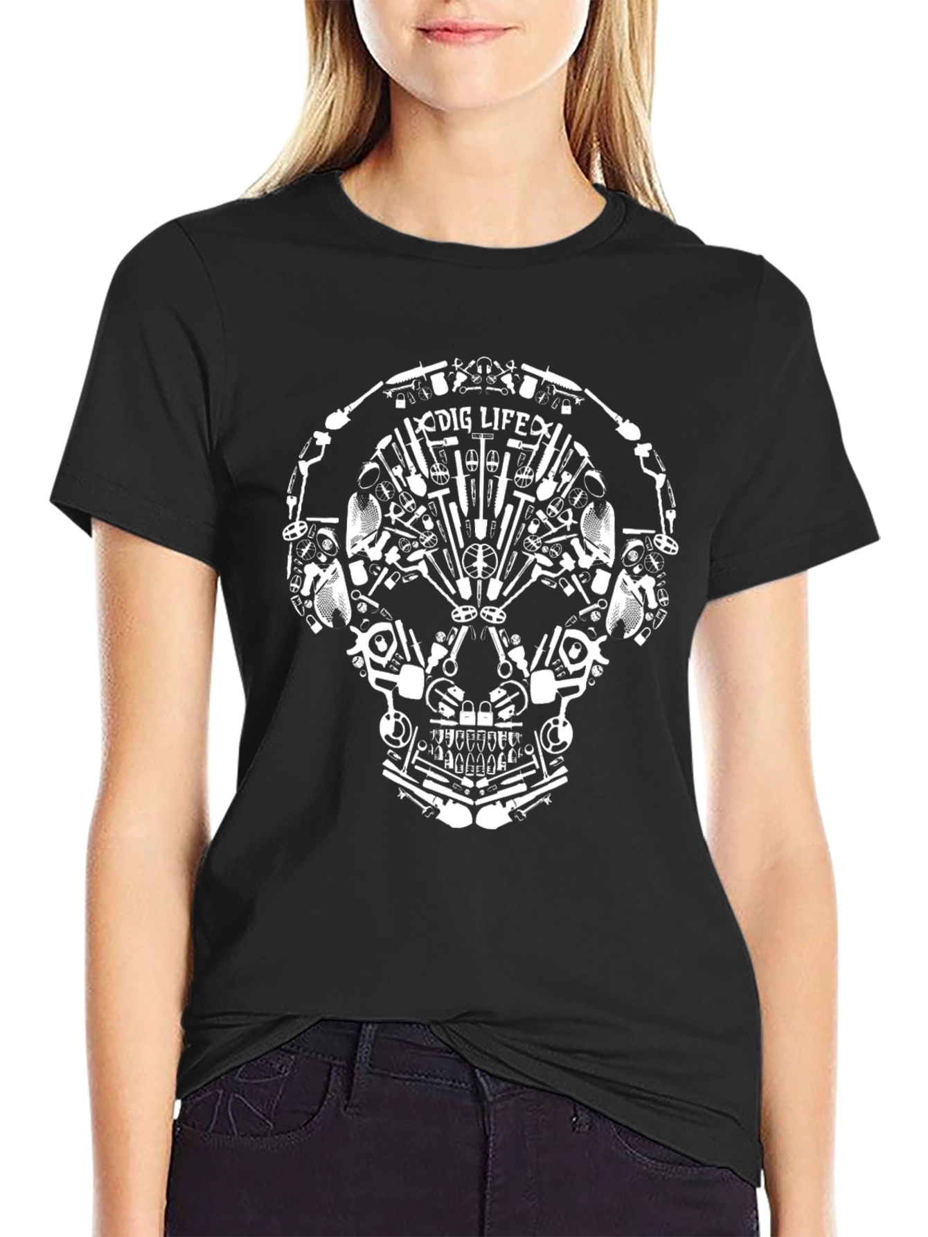 Dig Life Skull Graphic Black T-Shirt