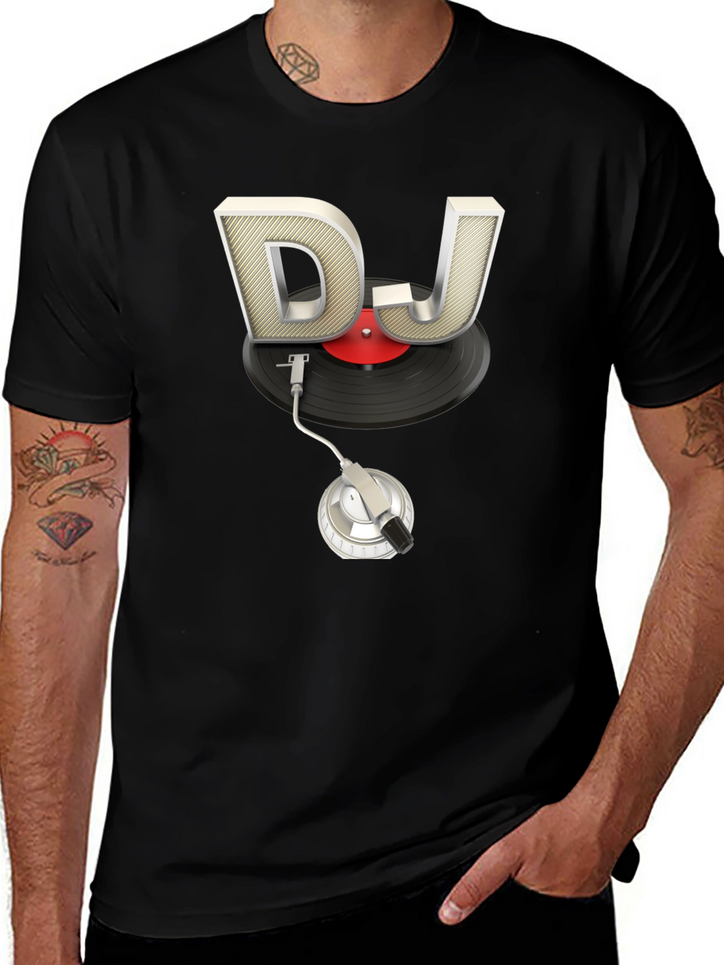 DJ Turntable Graphic Tee - Black