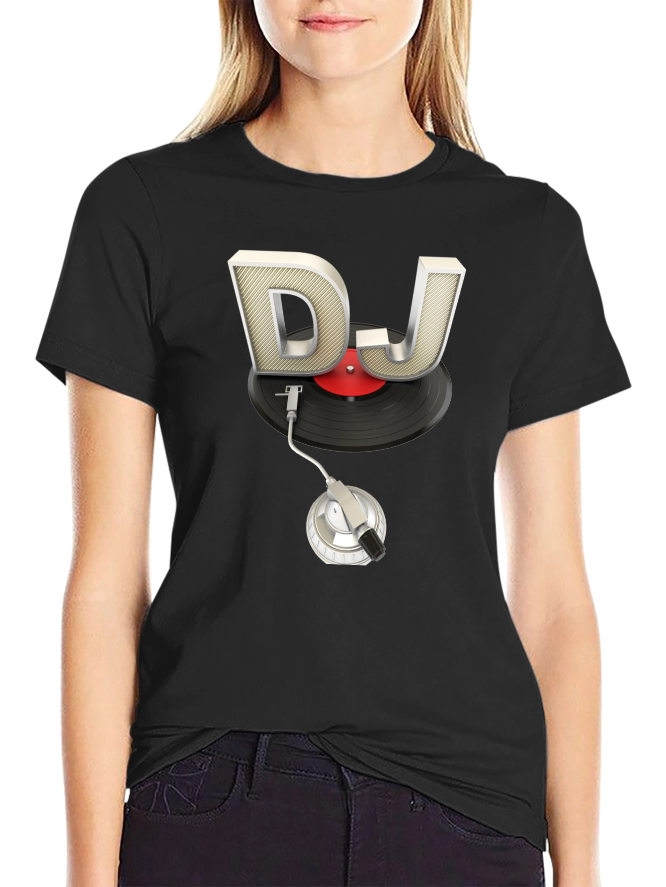 DJ Turntable Graphic Tee - Black