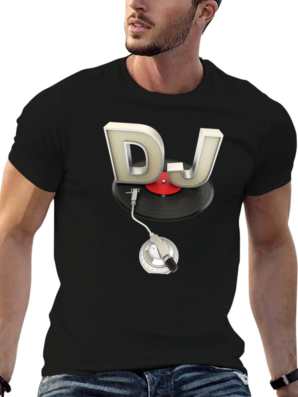 DJ Turntable Graphic Tee - Black