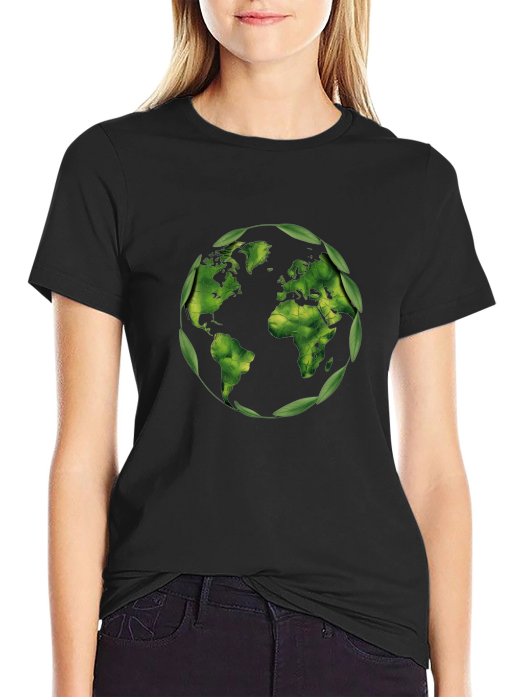 Eco-Friendly World Map T-Shirt - Black