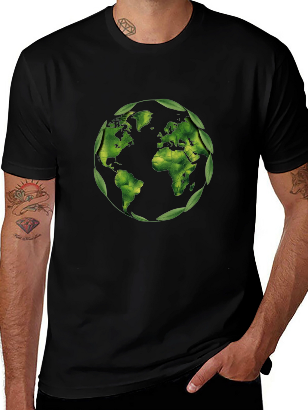 Eco-Friendly World Map T-Shirt - Black