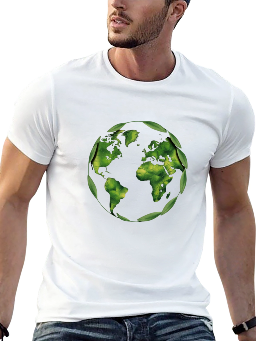 Eco-Friendly World Map T-Shirt - Black