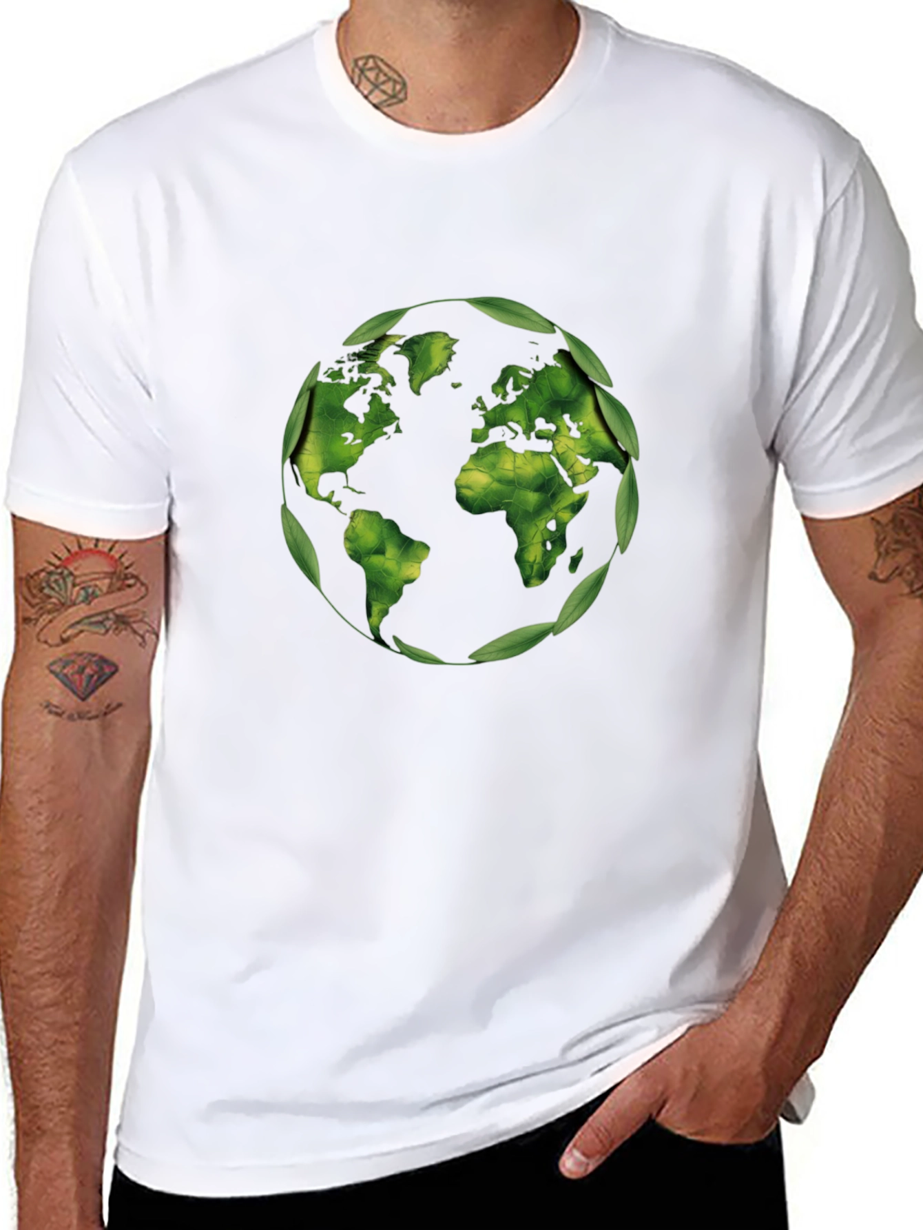 Eco-Friendly World Map T-Shirt - Black