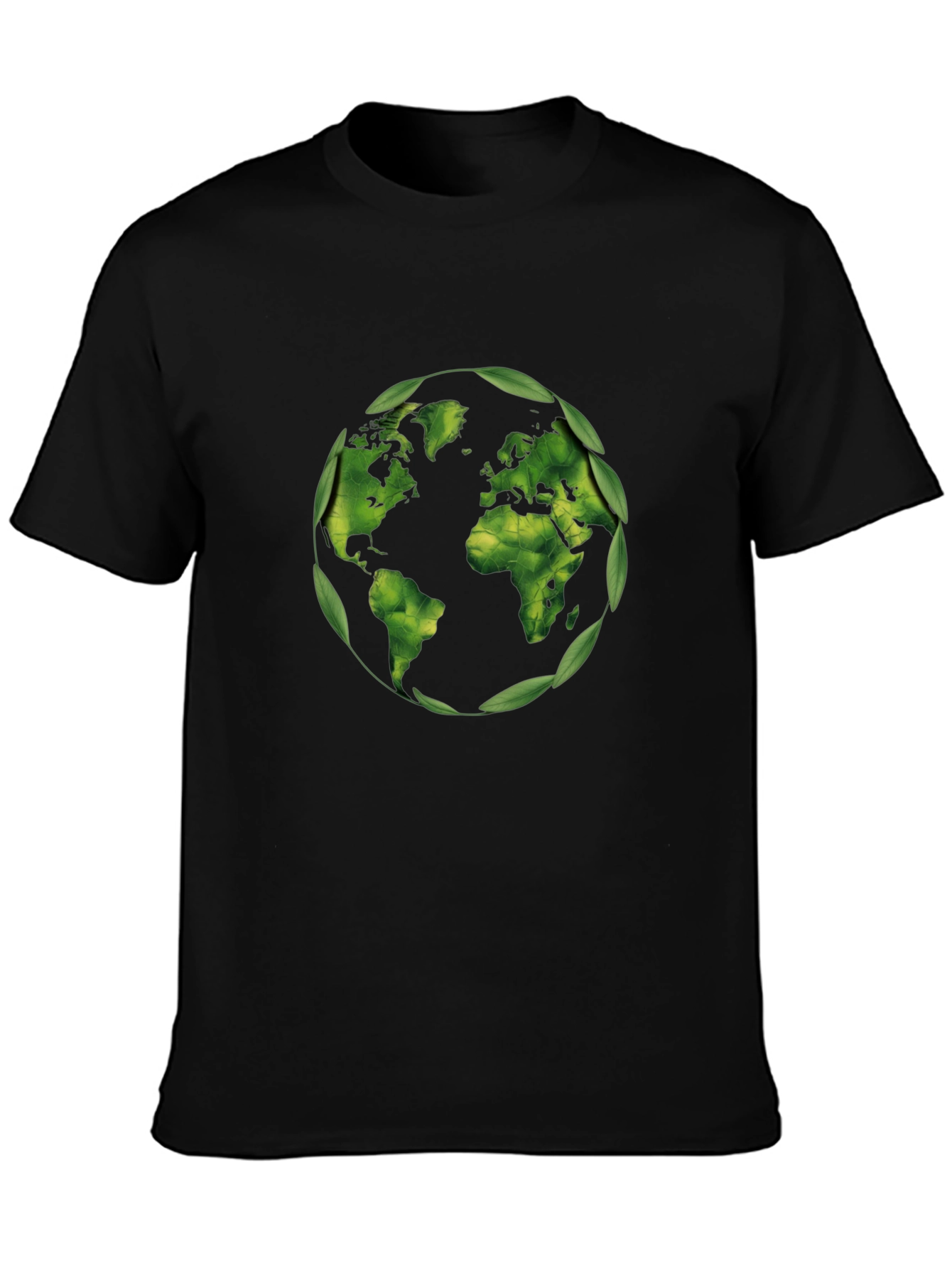 Eco-Friendly World Map T-Shirt - Black