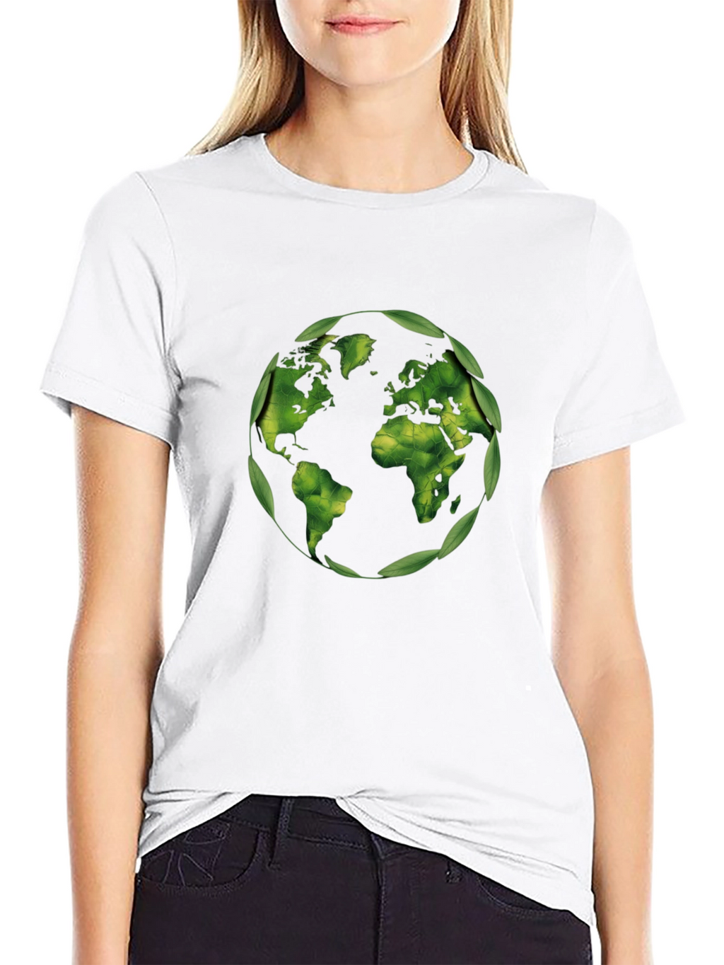 Eco-Friendly World Map T-Shirt - Black