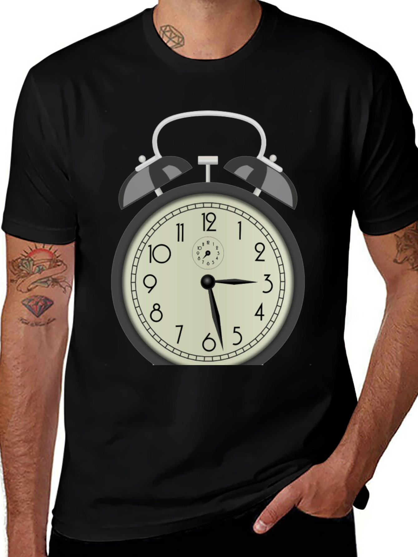 Alarm Clock Graphic Print T-Shirt - Time Flies!