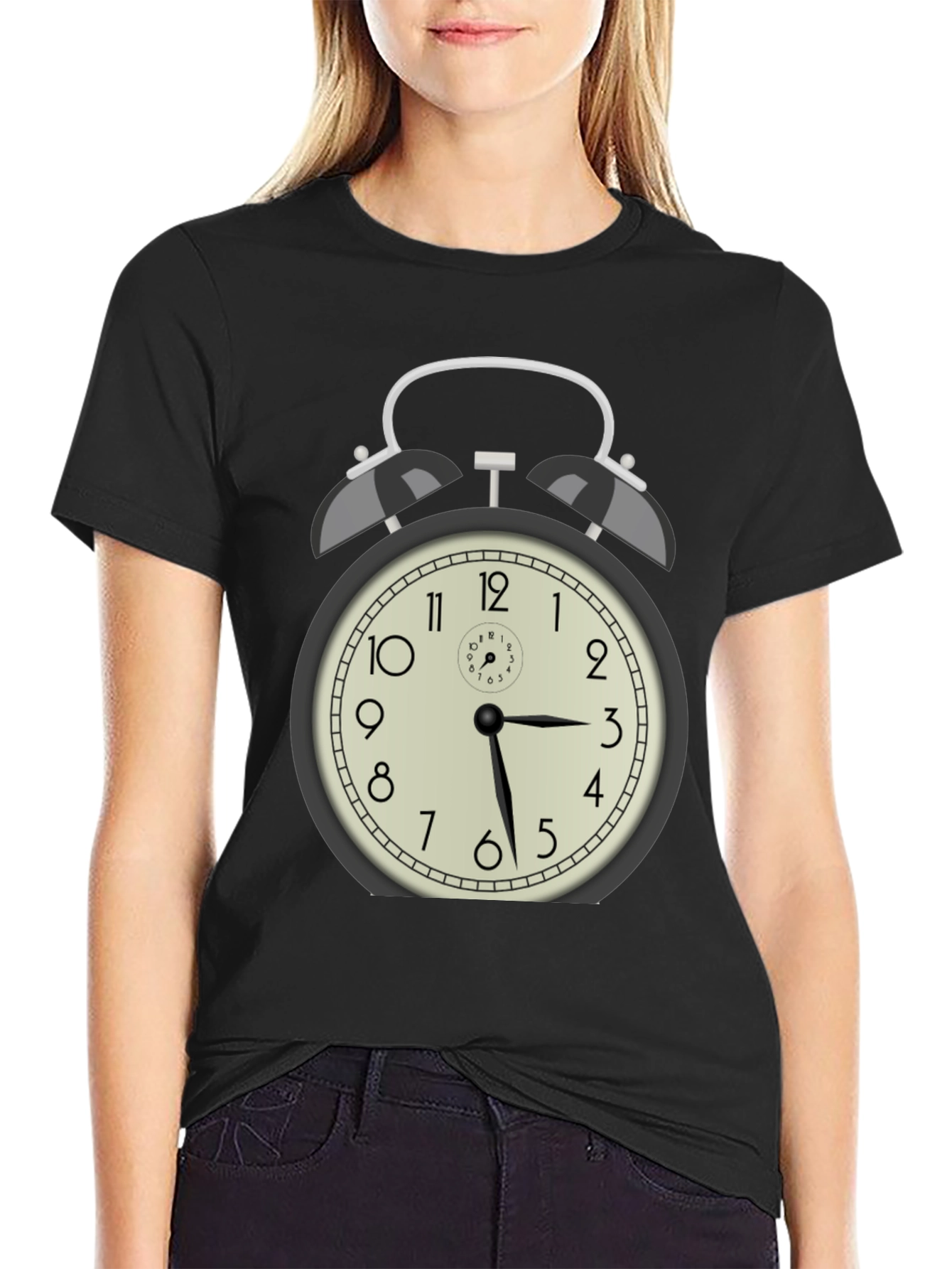 Alarm Clock Graphic Print T-Shirt - Time Flies!