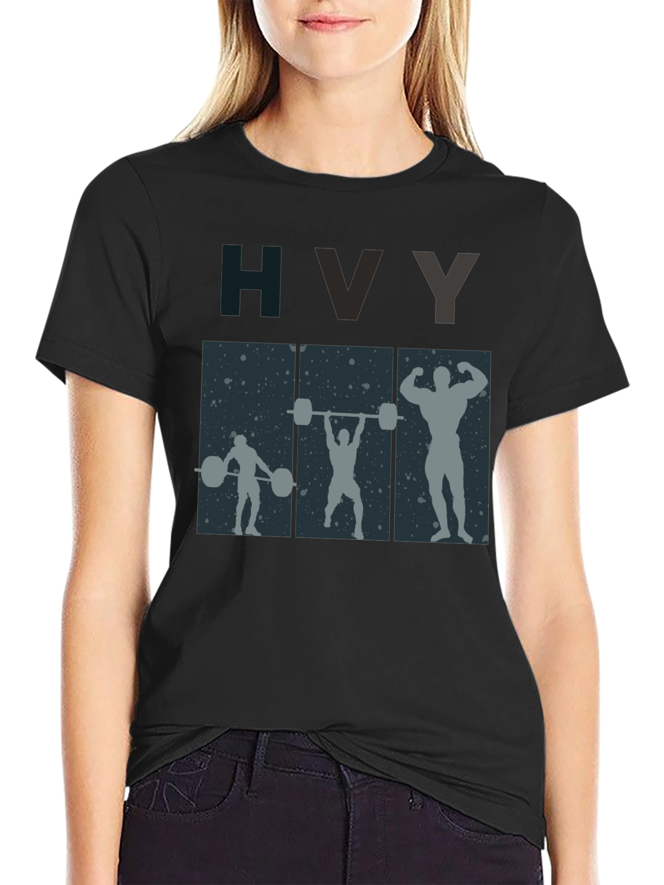 HVY Weightlifting T-Shirt - Black Cotton Gym Tee