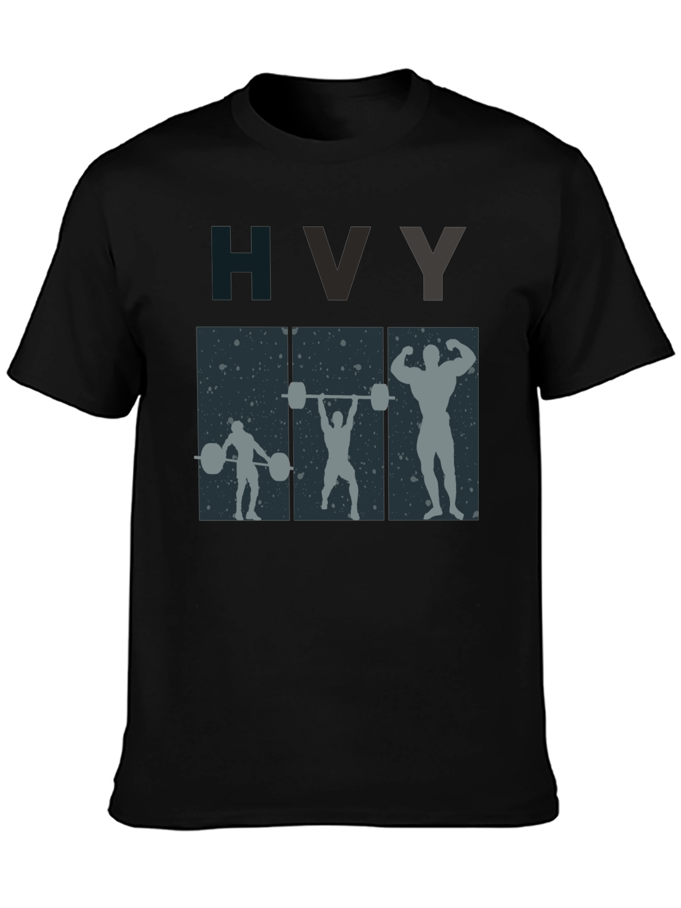 HVY Weightlifting T-Shirt - Black Cotton Gym Tee