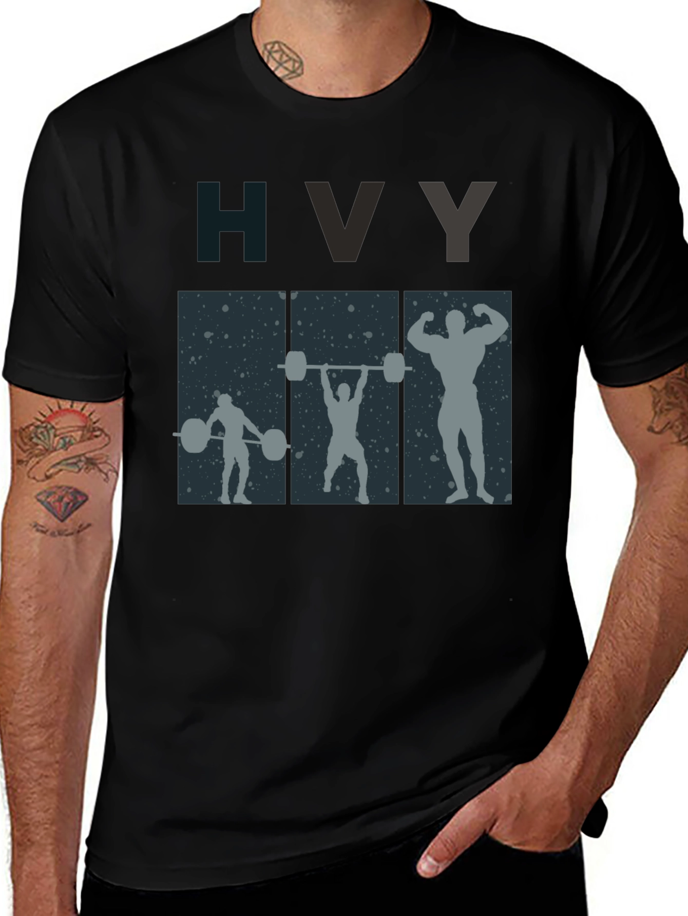 HVY Weightlifting T-Shirt - Black Cotton Gym Tee