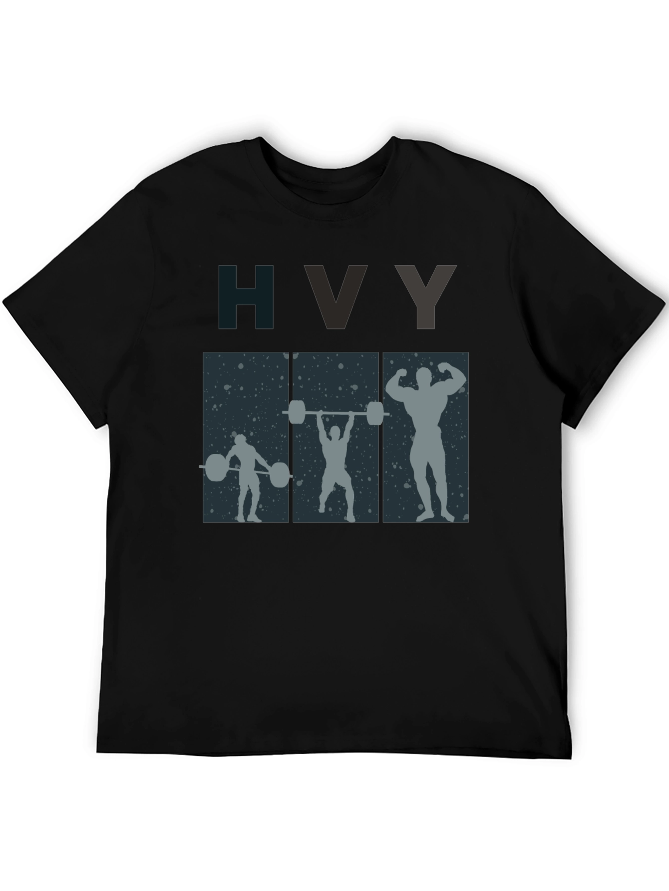 HVY Weightlifting T-Shirt - Black Cotton Gym Tee