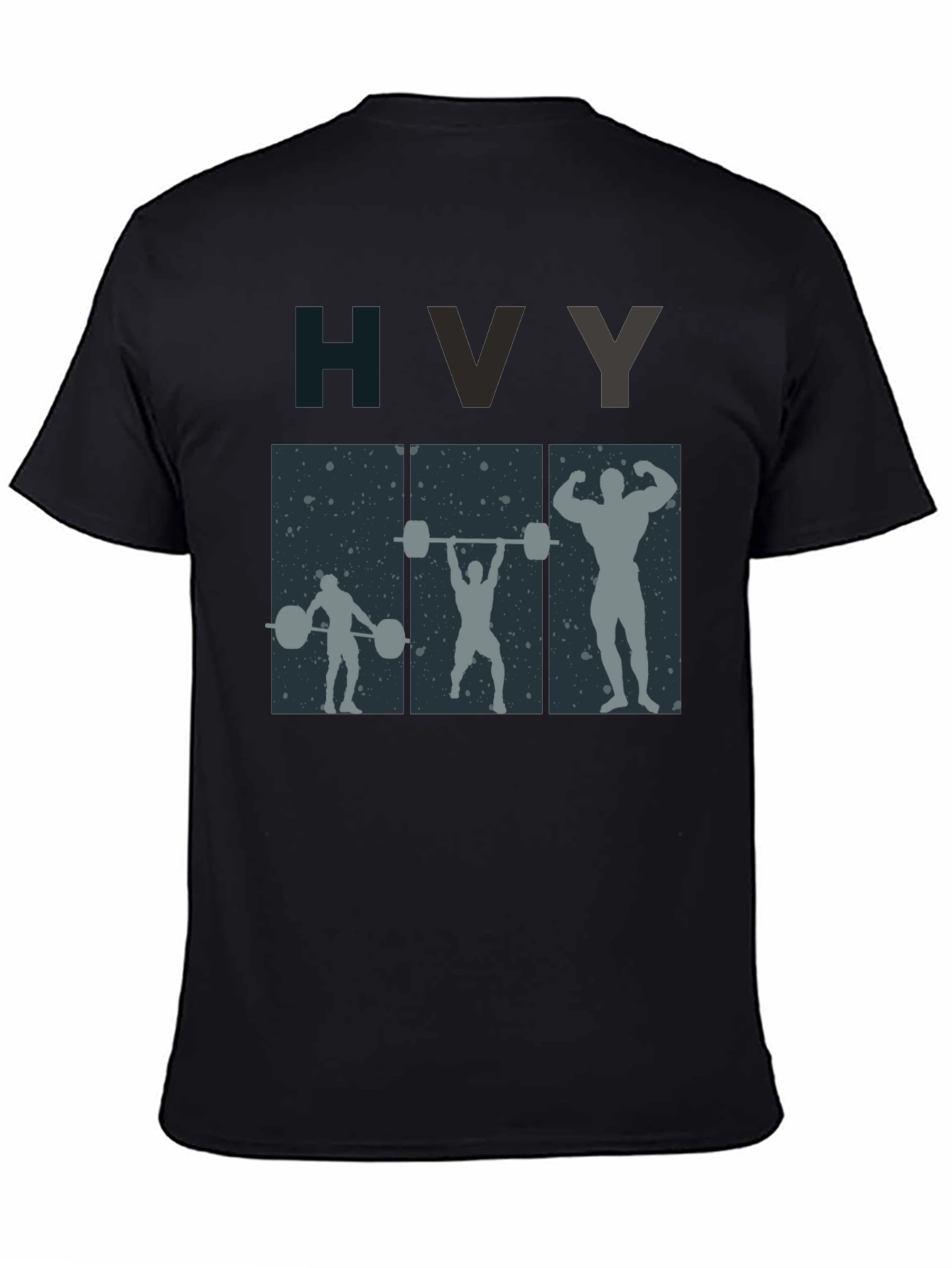 HVY Weightlifting T-Shirt - Black Cotton Gym Tee