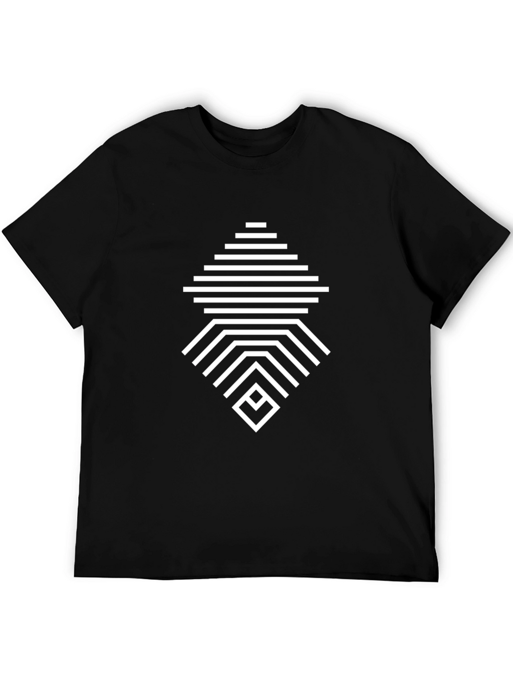 Geometric Line Pattern Black T-Shirt