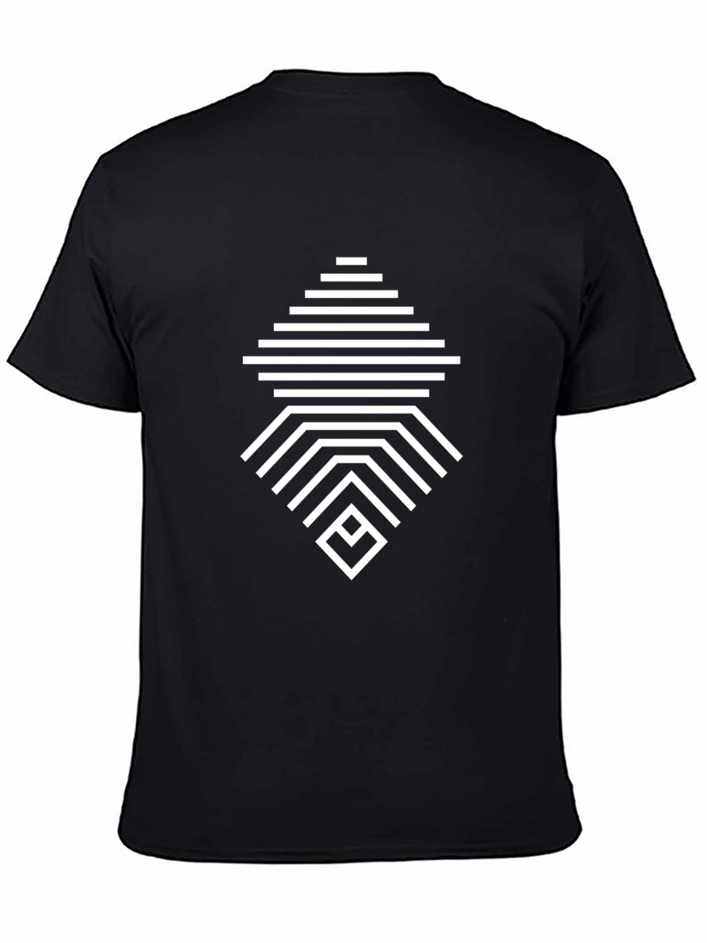 Geometric Line Pattern Black T-Shirt