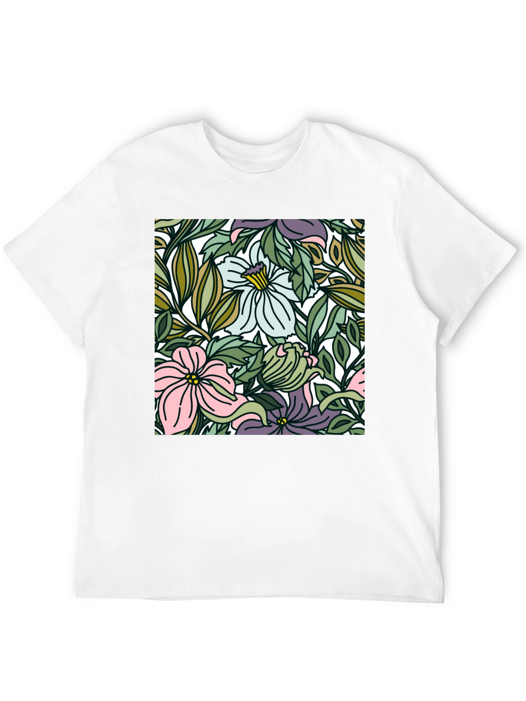 Floral Pattern Black T-Shirt