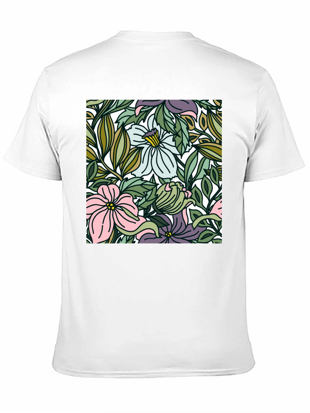 Floral Pattern Black T-Shirt
