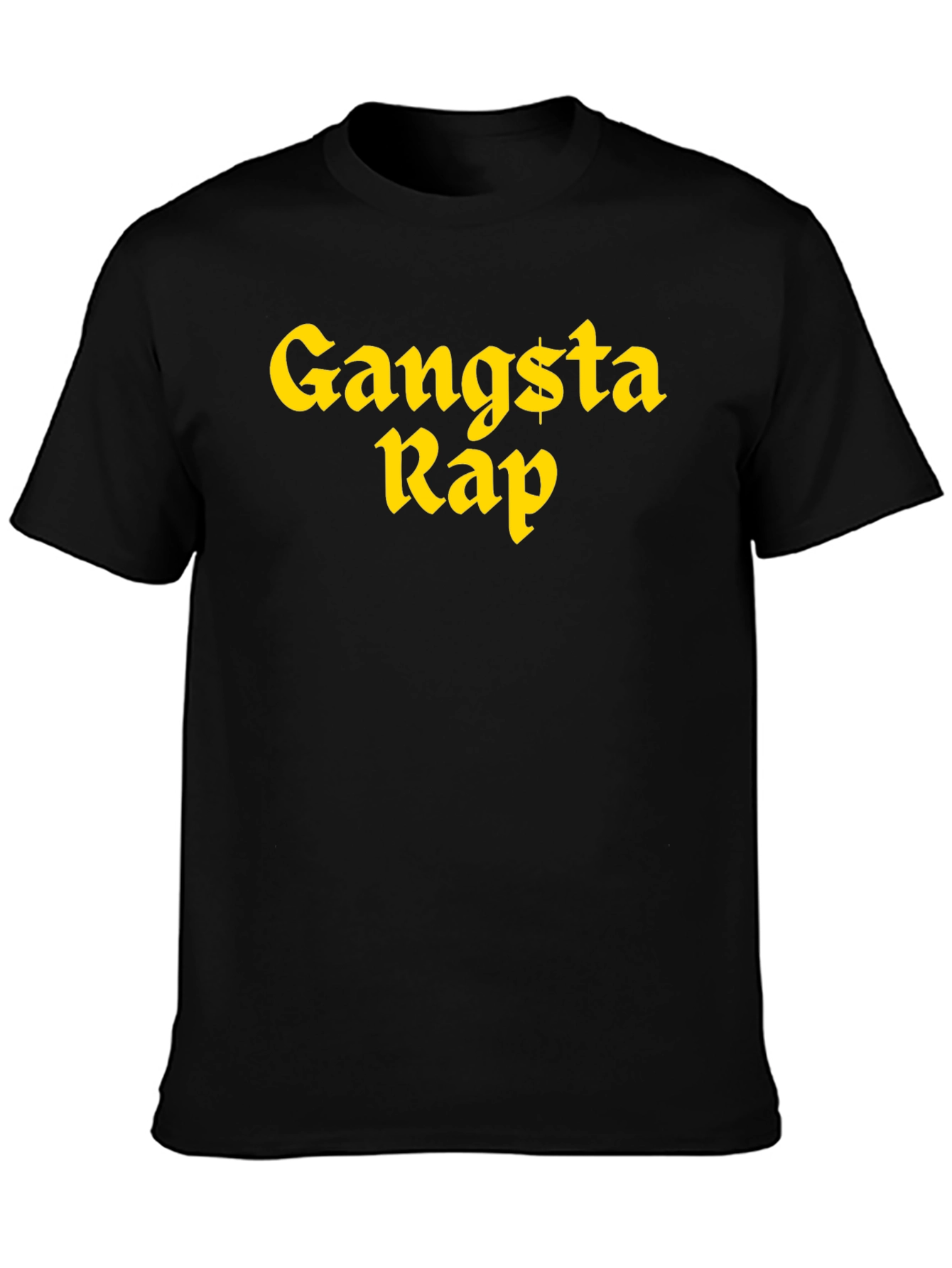 Gangsta Rap Graphic Tee - Bold Yellow Print on Black
