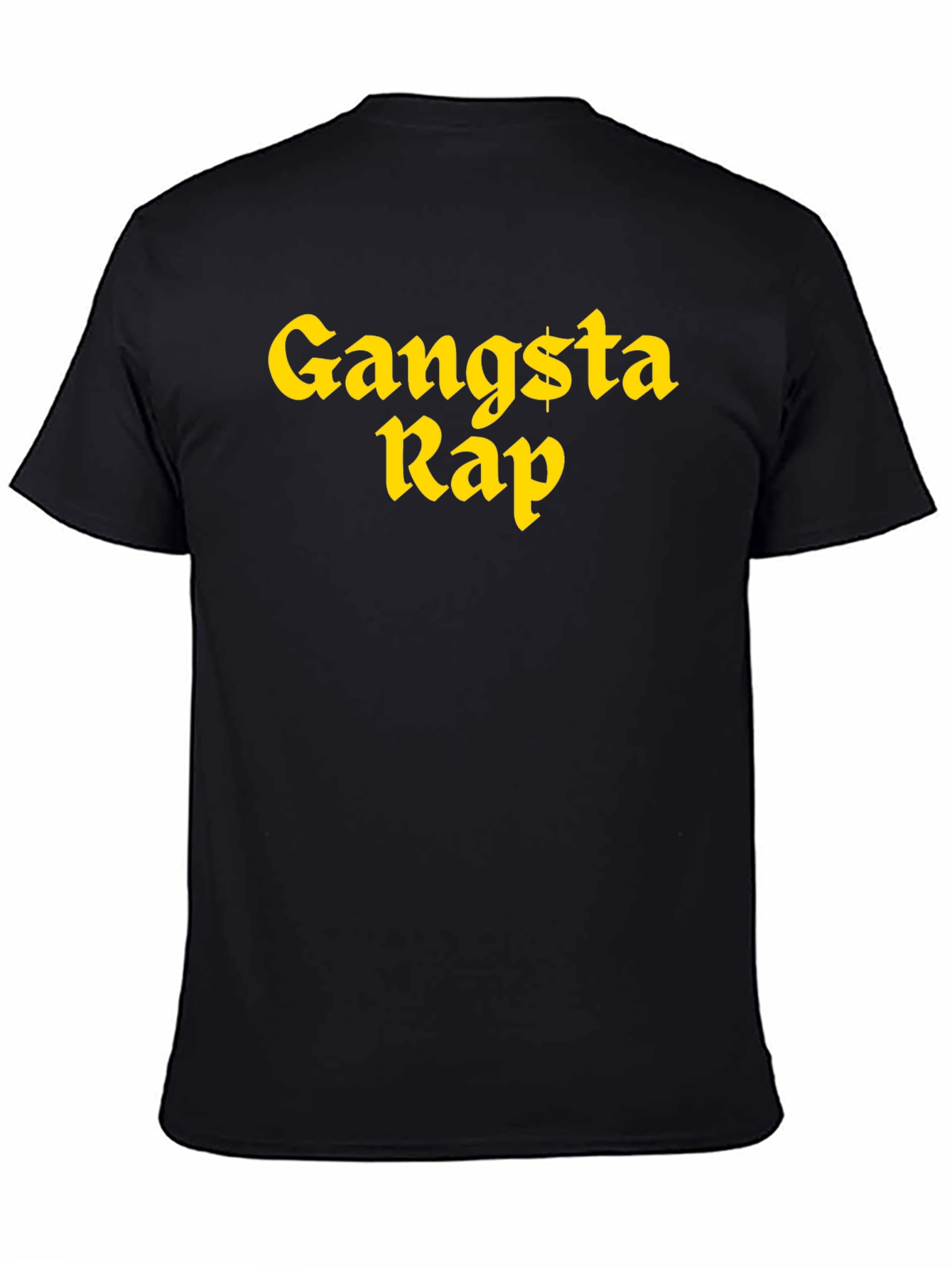 Gangsta Rap Graphic Tee - Bold Yellow Print on Black